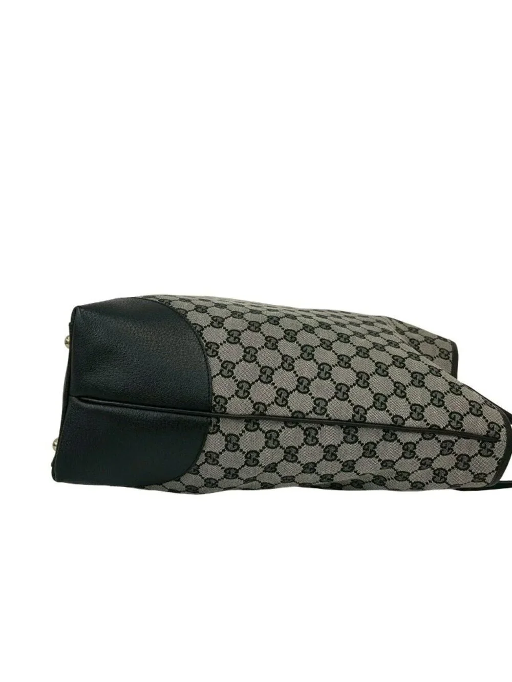 ★SOLD★ Gucci GG Pattern Canvas Leather Tote Shoulder Bag Business Black - Picture 6 of 10